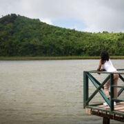 tour stop at Grand Etang lake