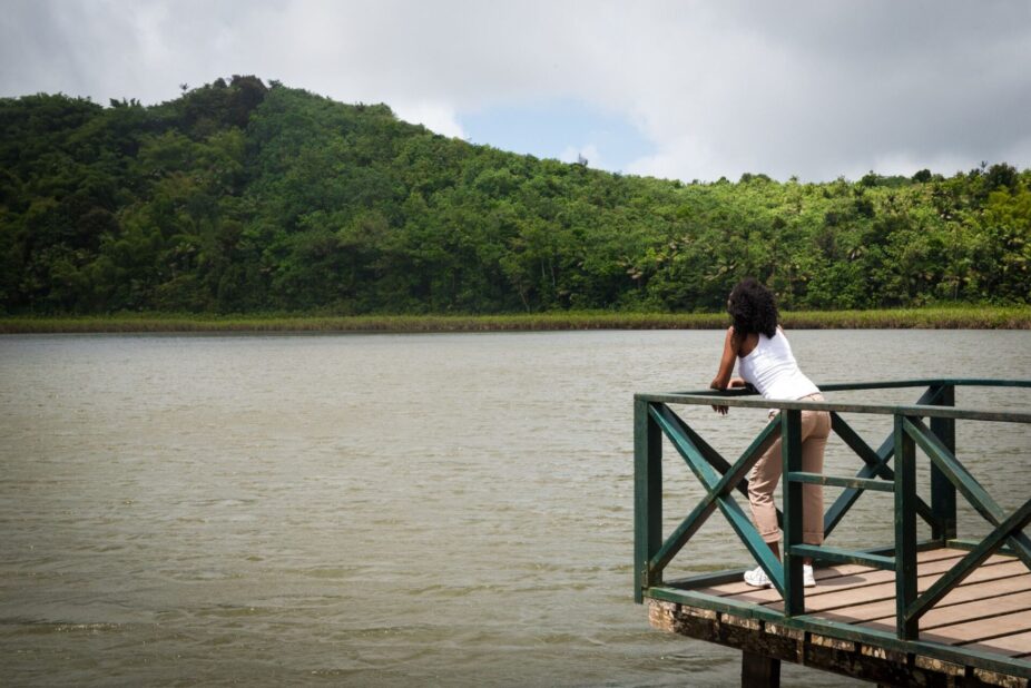 tour stop at Grand Etang lake