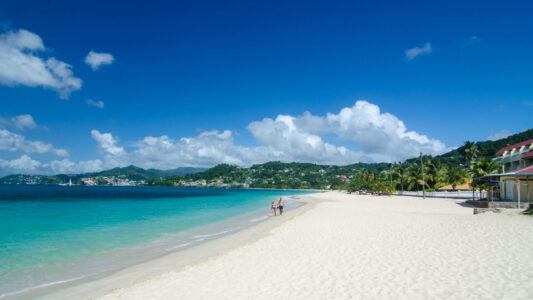 Grand Anse beach in front the Radisson Hotel